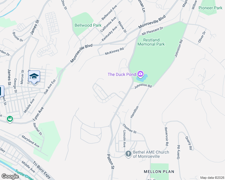 map of restaurants, bars, coffee shops, grocery stores, and more near 226 Shady Ridge Drive in Monroeville