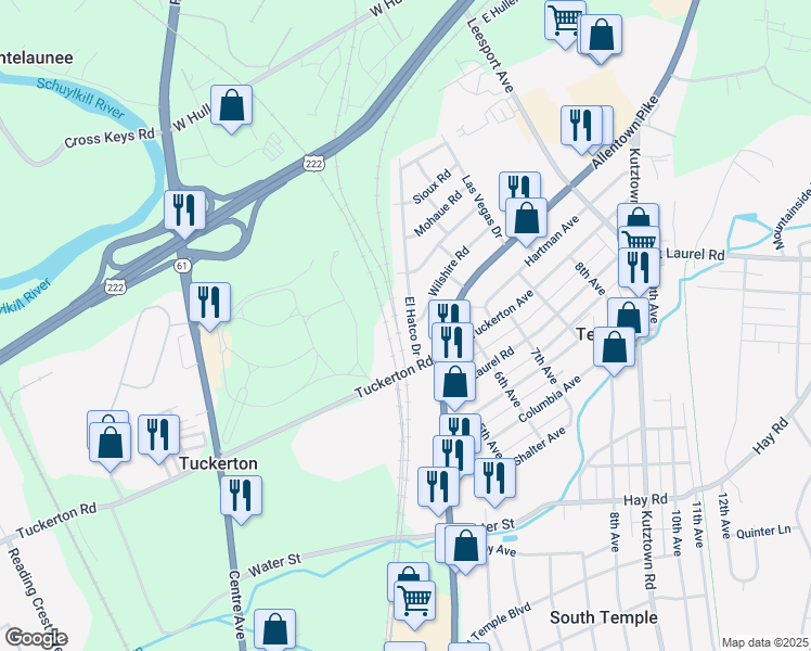 map of restaurants, bars, coffee shops, grocery stores, and more near 518 El Hatco Drive in Temple