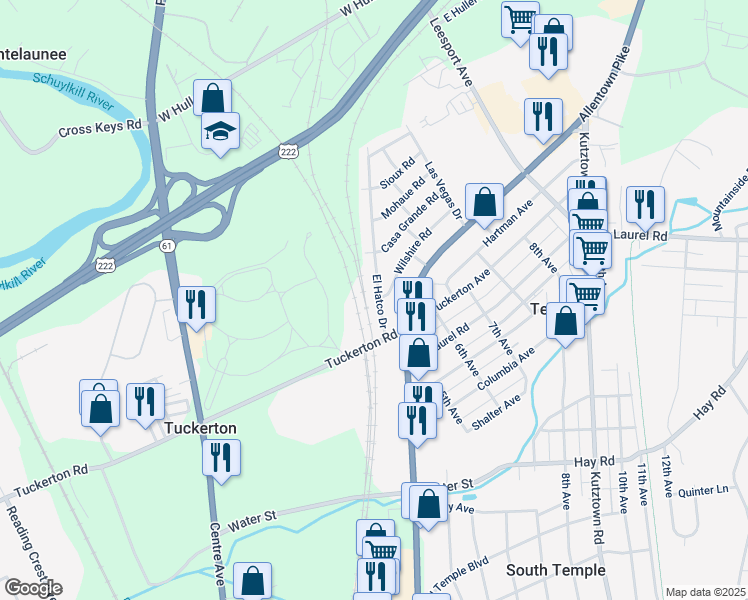 map of restaurants, bars, coffee shops, grocery stores, and more near 518 El Hatco Drive in Temple