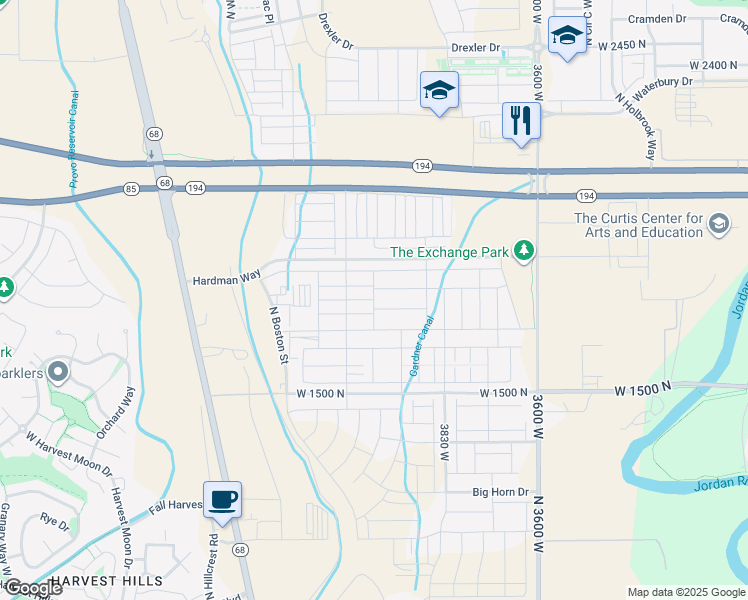 map of restaurants, bars, coffee shops, grocery stores, and more near North 4020 West in Lehi