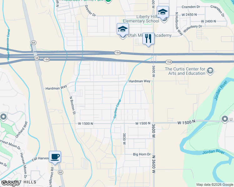 map of restaurants, bars, coffee shops, grocery stores, and more near 1783 North 3870 West in Lehi