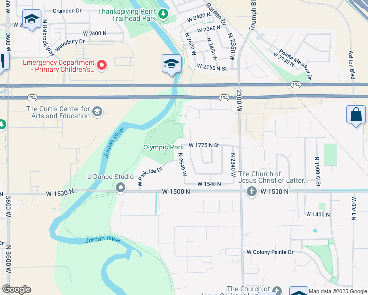 map of restaurants, bars, coffee shops, grocery stores, and more near 1704 North 2600 West in Lehi