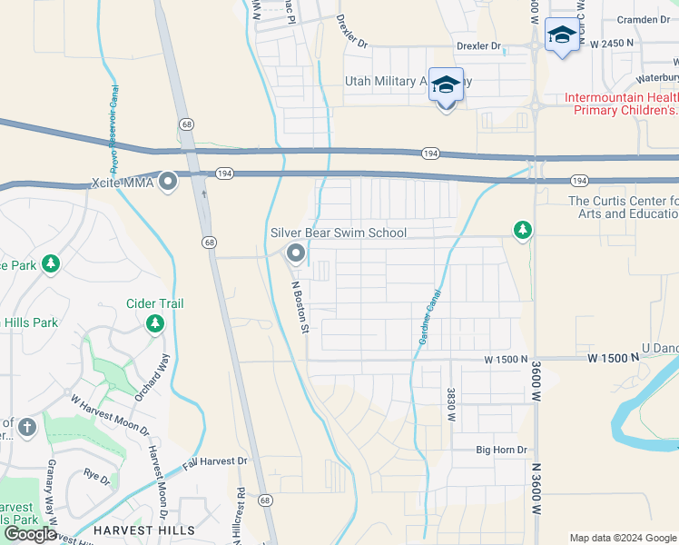 map of restaurants, bars, coffee shops, grocery stores, and more near 4218 West Heritage North in Lehi