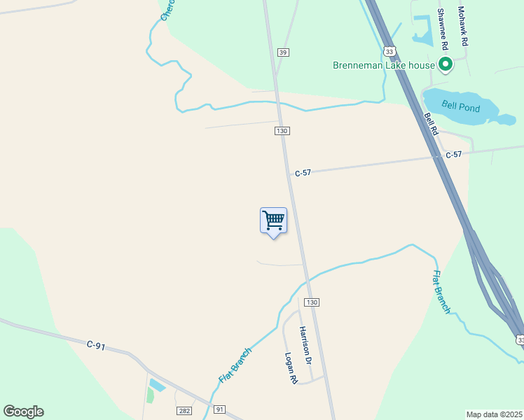 map of restaurants, bars, coffee shops, grocery stores, and more near 4067 County Road 130 in Bellefontaine
