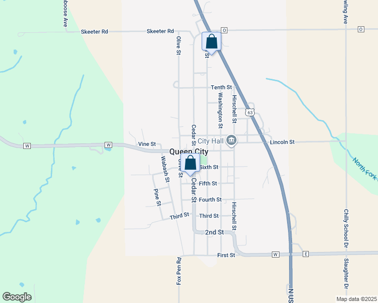 map of restaurants, bars, coffee shops, grocery stores, and more near in Queen City