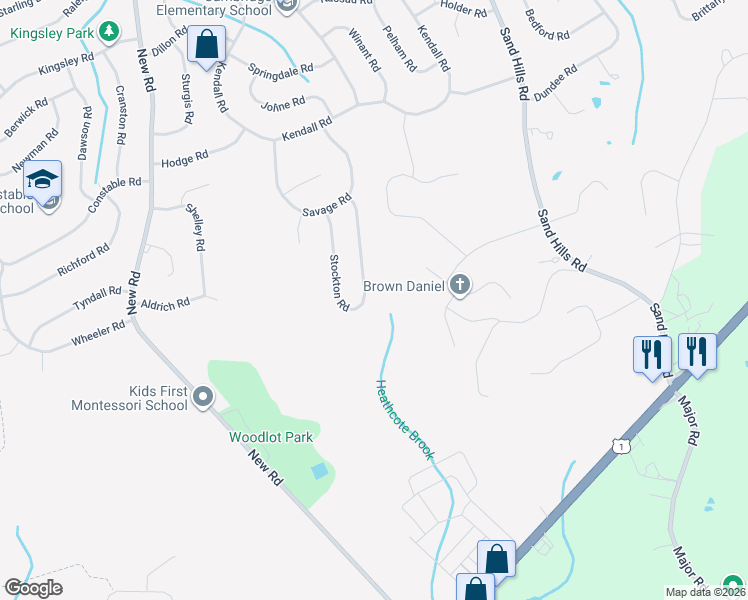map of restaurants, bars, coffee shops, grocery stores, and more near 31 Stockton Road in South Brunswick Township