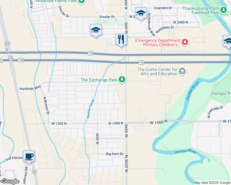 map of restaurants, bars, coffee shops, grocery stores, and more near 1736 North 3720 West in Lehi