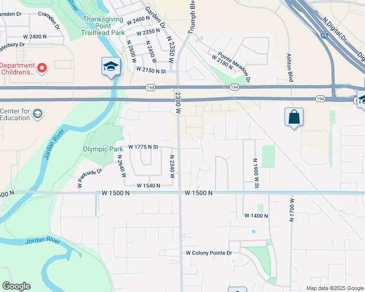 map of restaurants, bars, coffee shops, grocery stores, and more near 2286 West 1750 North in Lehi