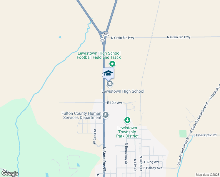 map of restaurants, bars, coffee shops, grocery stores, and more near 15205 Illinois 100 in Lewistown