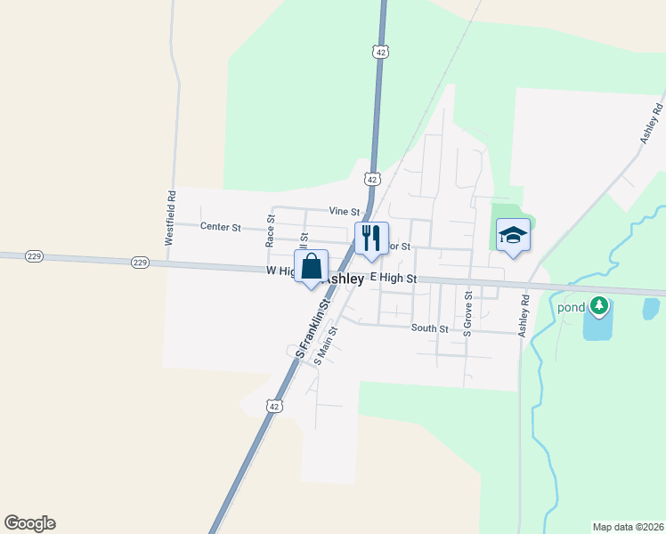 map of restaurants, bars, coffee shops, grocery stores, and more near 5 West Taylor Street in Ashley