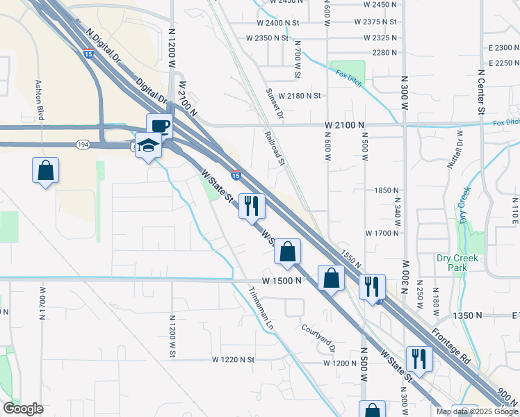 map of restaurants, bars, coffee shops, grocery stores, and more near 882 West State Street in Lehi