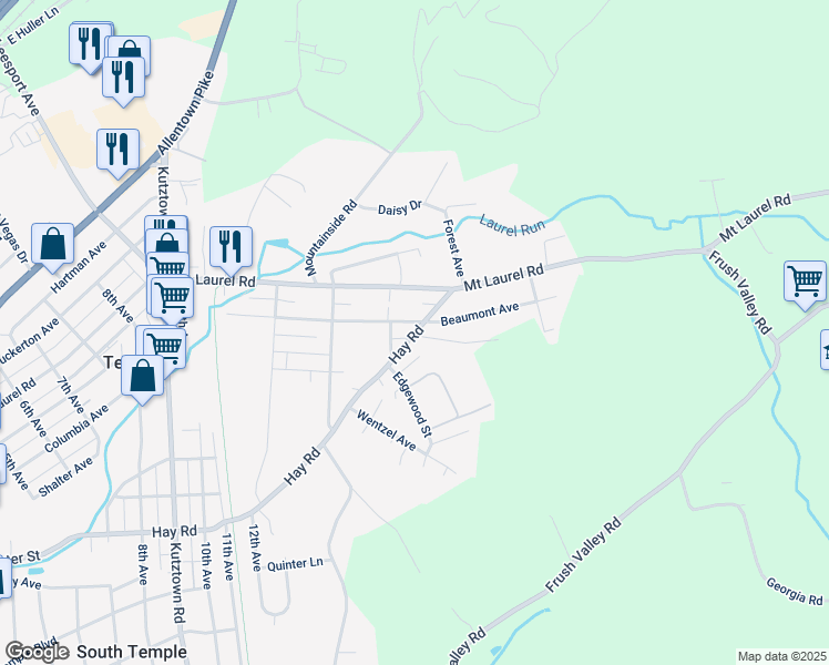 map of restaurants, bars, coffee shops, grocery stores, and more near 1379 Hay Road in Temple