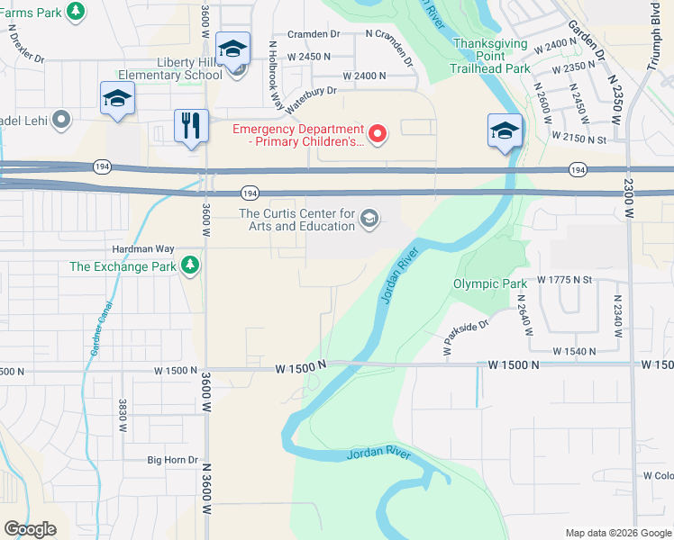 map of restaurants, bars, coffee shops, grocery stores, and more near 9776 North 10400 West in Lehi