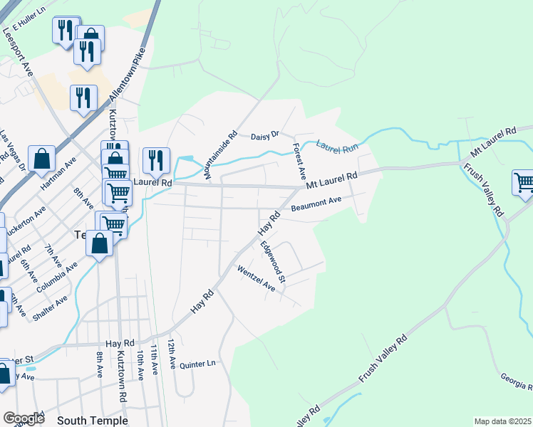 map of restaurants, bars, coffee shops, grocery stores, and more near 1406 Beaumont Avenue in Temple