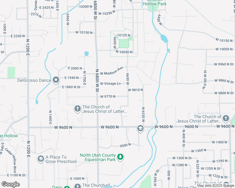 map of restaurants, bars, coffee shops, grocery stores, and more near 6692 West 9770 North in Highland