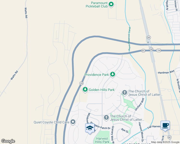 map of restaurants, bars, coffee shops, grocery stores, and more near 2597 North Velvet Moon Drive in Saratoga Springs