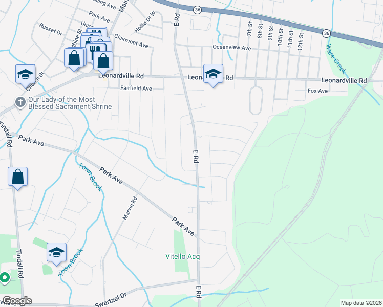 map of restaurants, bars, coffee shops, grocery stores, and more near 516 East Road in Belford