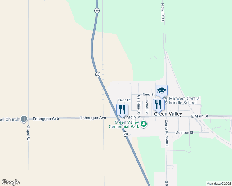 map of restaurants, bars, coffee shops, grocery stores, and more near 207 Worner St in Green Valley