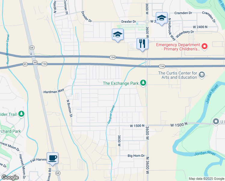map of restaurants, bars, coffee shops, grocery stores, and more near 1827 North 3870 West in Lehi