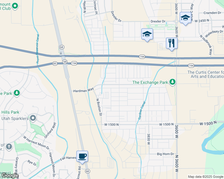 map of restaurants, bars, coffee shops, grocery stores, and more near 4173 West 1850 North in Lehi