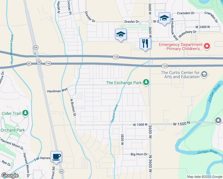 map of restaurants, bars, coffee shops, grocery stores, and more near 3921 West 1850 North in Lehi