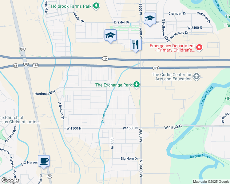 map of restaurants, bars, coffee shops, grocery stores, and more near 3791 West 1850 North in Lehi