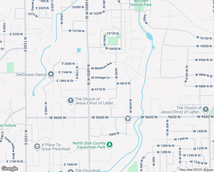 map of restaurants, bars, coffee shops, grocery stores, and more near 6692 West 9770 North in Highland