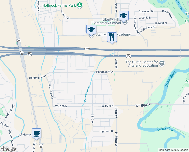 map of restaurants, bars, coffee shops, grocery stores, and more near 3791 West 1850 North in Lehi