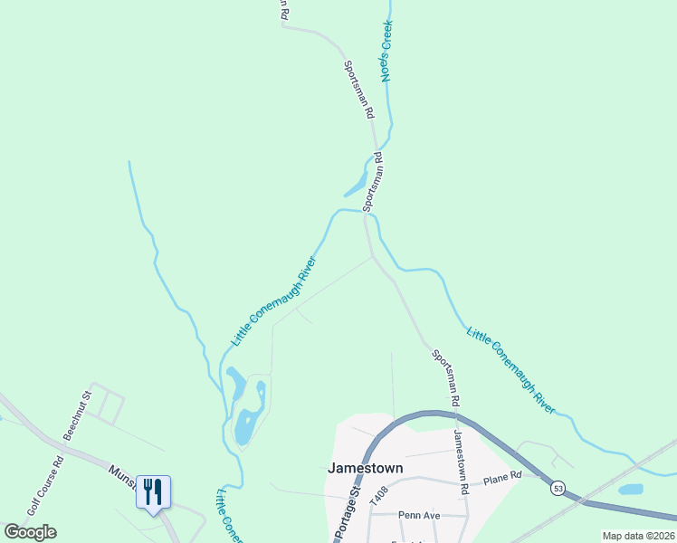 map of restaurants, bars, coffee shops, grocery stores, and more near 100-150 Twin Lakes Road in Portage
