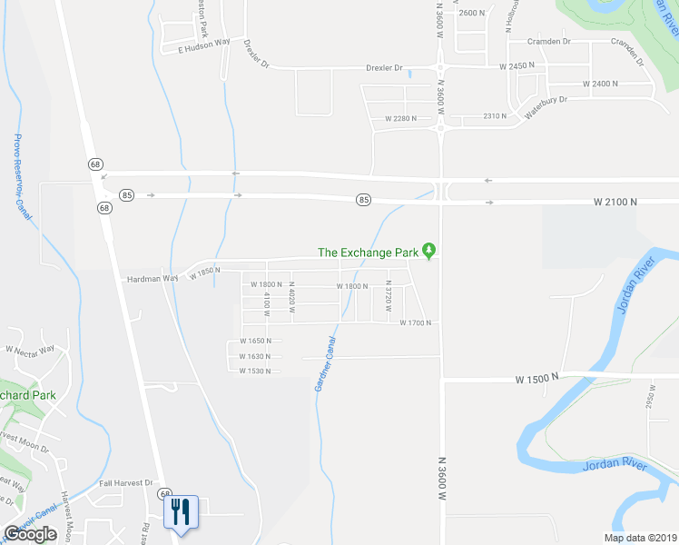 map of restaurants, bars, coffee shops, grocery stores, and more near 1760 North 3870 West in Lehi