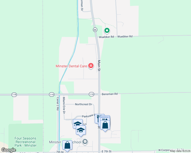 map of restaurants, bars, coffee shops, grocery stores, and more near 2A Greenhills Drive in Minster
