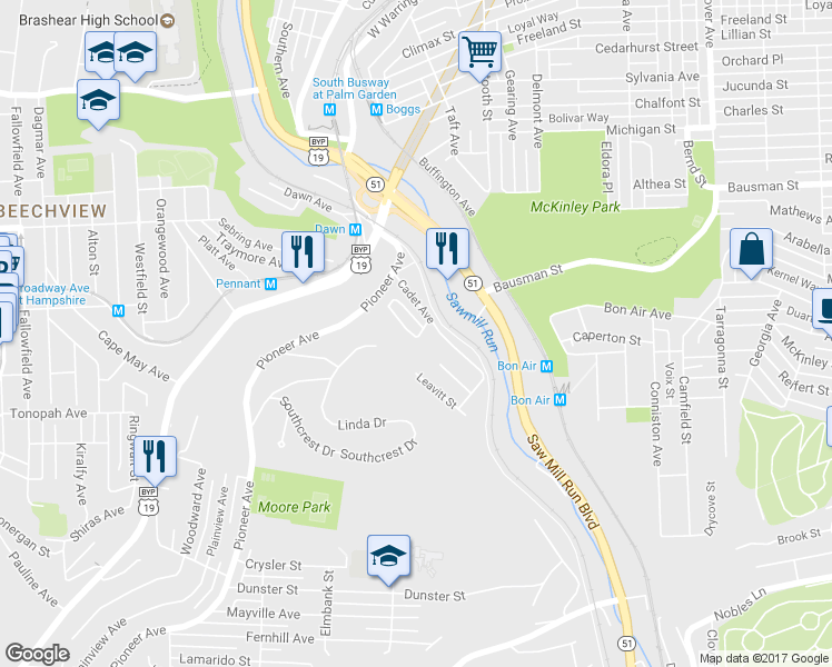 map of restaurants, bars, coffee shops, grocery stores, and more near 244 London Towne Drive in Pittsburgh
