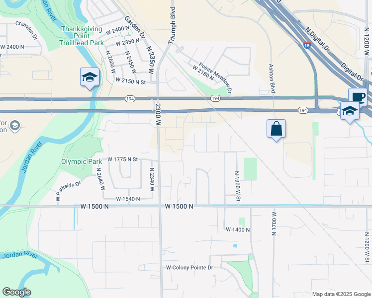 map of restaurants, bars, coffee shops, grocery stores, and more near 1842 2230 West Street in Lehi
