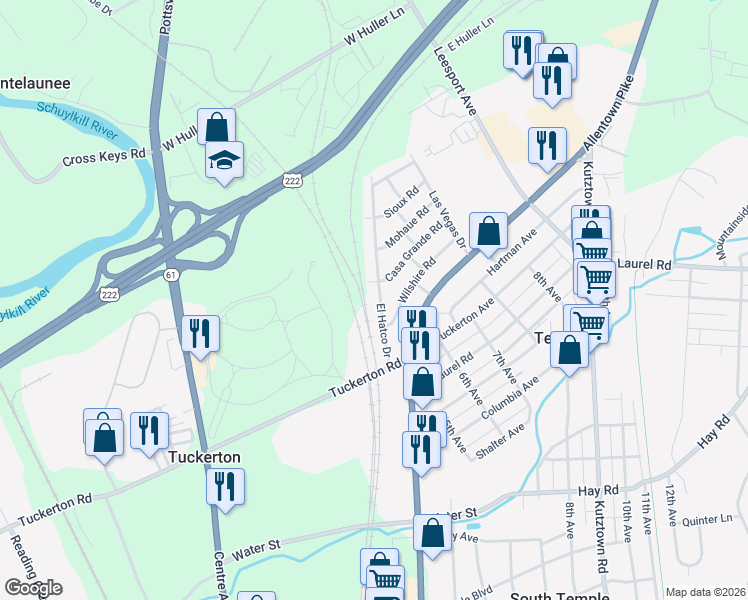 map of restaurants, bars, coffee shops, grocery stores, and more near 614 El Hatco Drive in Temple