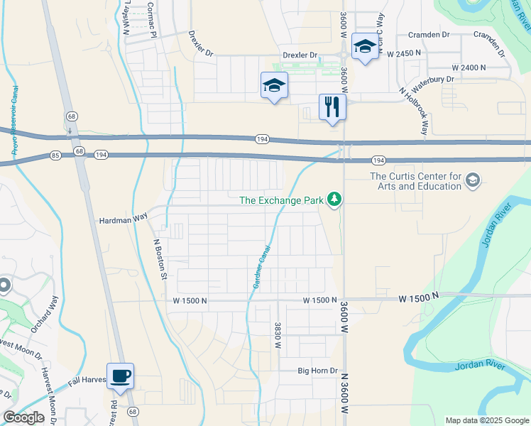 map of restaurants, bars, coffee shops, grocery stores, and more near North 3870 West in Lehi