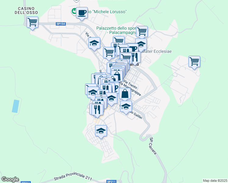 map of restaurants, bars, coffee shops, grocery stores, and more near 172 Corso Umberto I in Bernalda