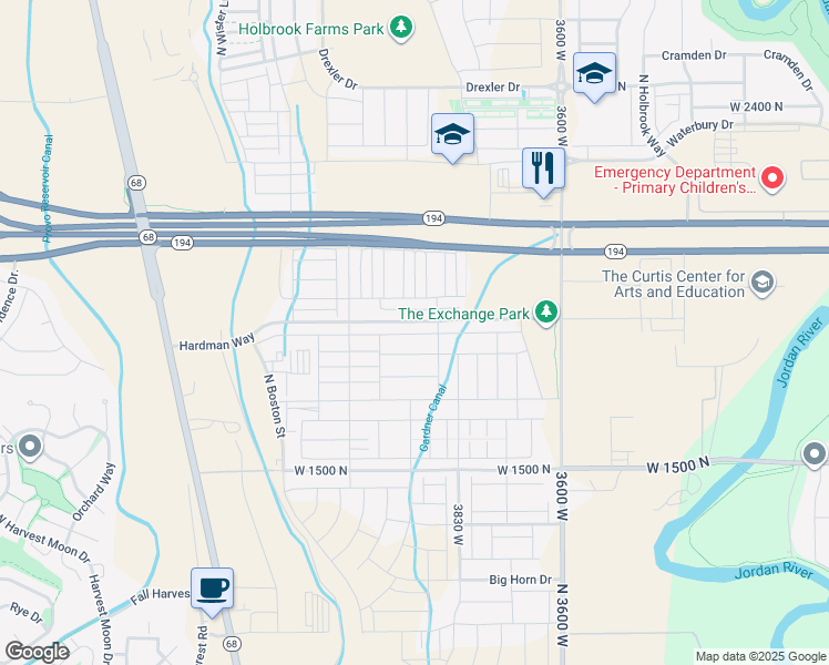 map of restaurants, bars, coffee shops, grocery stores, and more near 3896 West 1850 North in Lehi