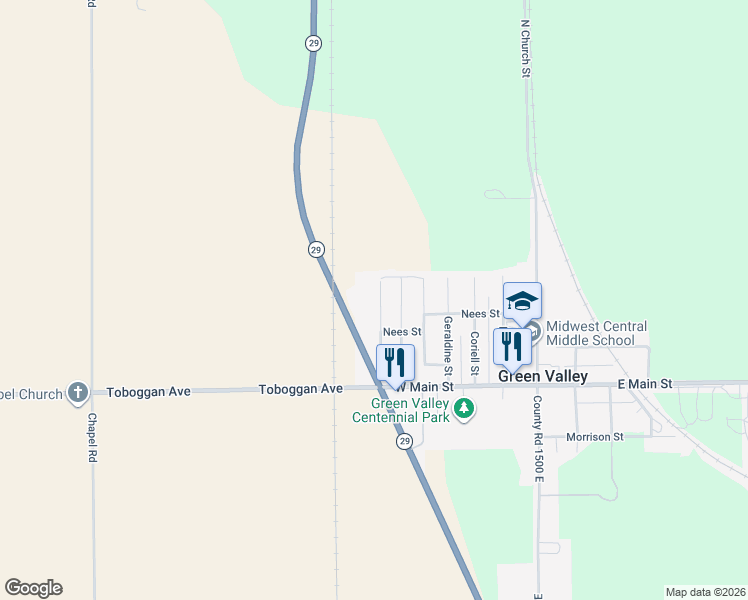 map of restaurants, bars, coffee shops, grocery stores, and more near 207 Worner St in Green Valley