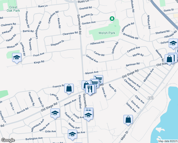 map of restaurants, bars, coffee shops, grocery stores, and more near 3 Henrietta Street in East Brunswick