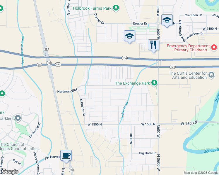 map of restaurants, bars, coffee shops, grocery stores, and more near 4030 West 1850 North in Lehi