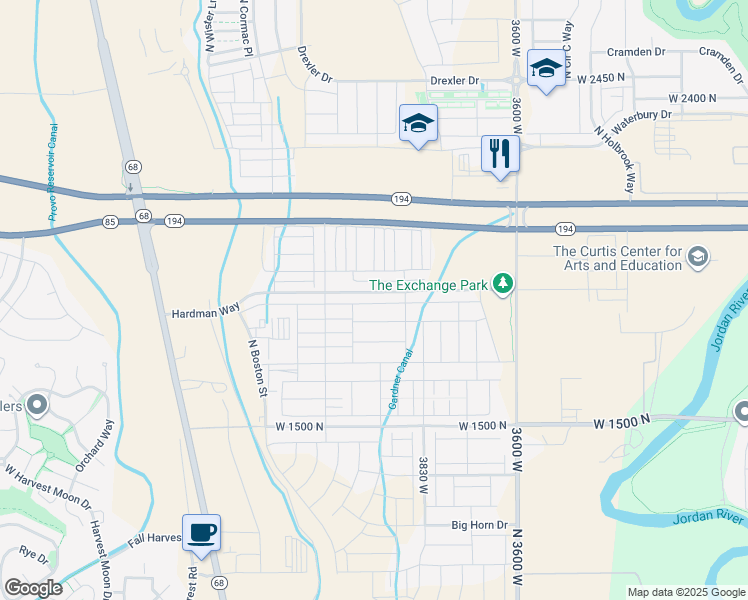 map of restaurants, bars, coffee shops, grocery stores, and more near 3956 West 1850 North in Lehi