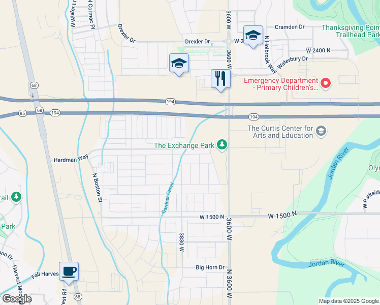 map of restaurants, bars, coffee shops, grocery stores, and more near 3791 West 1850 North in Lehi