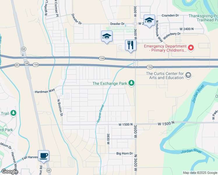 map of restaurants, bars, coffee shops, grocery stores, and more near 3791 West 1850 North in Lehi