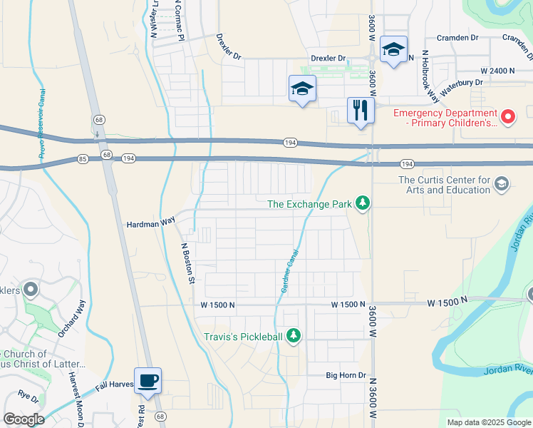 map of restaurants, bars, coffee shops, grocery stores, and more near 3984 West 1850 North in Lehi