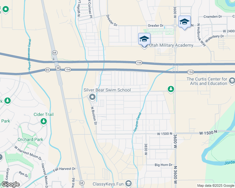 map of restaurants, bars, coffee shops, grocery stores, and more near 4030 West 1850 North in Lehi