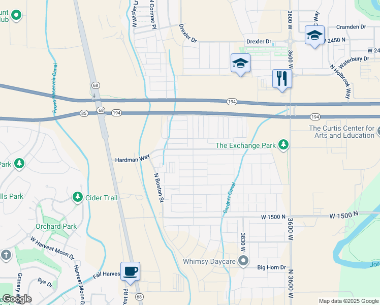 map of restaurants, bars, coffee shops, grocery stores, and more near 4030 West 1850 North in Lehi