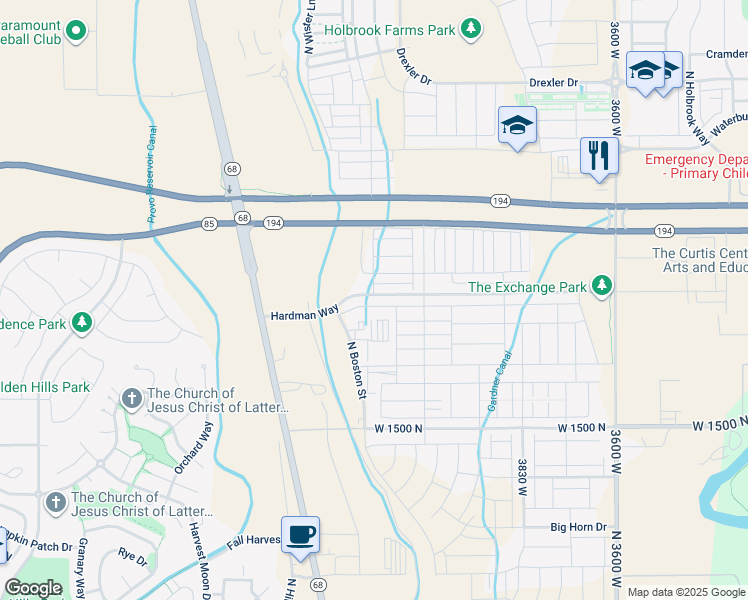 map of restaurants, bars, coffee shops, grocery stores, and more near 4252 West 1850 North in Lehi