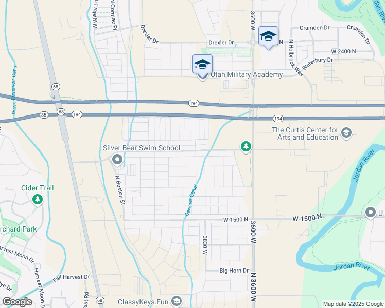 map of restaurants, bars, coffee shops, grocery stores, and more near 3772 West 1850 North in Lehi