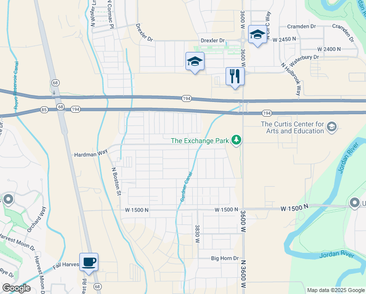 map of restaurants, bars, coffee shops, grocery stores, and more near 3896 West 1850 North in Lehi