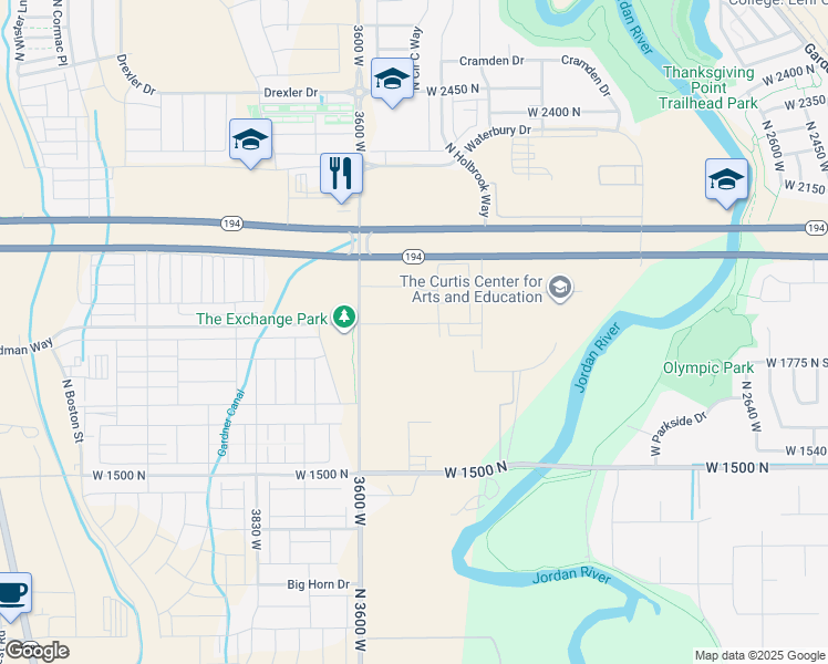 map of restaurants, bars, coffee shops, grocery stores, and more near 3473 Hardman Way in Lehi